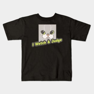 Green I Watch & Judge Cat Kids T-Shirt